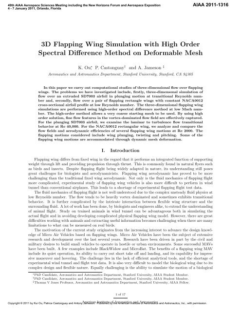 3D Flapping Wing Simulation with High-Order Spectral Difference ...