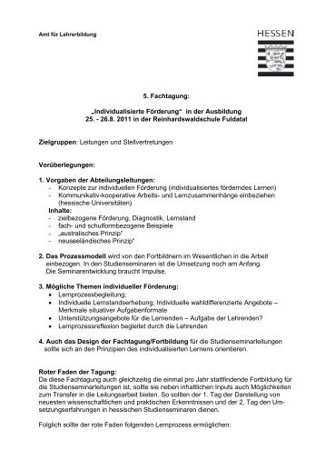 5. Fachtagung: „Individualisierte Förderung“ in der Ausbildung 25 ...