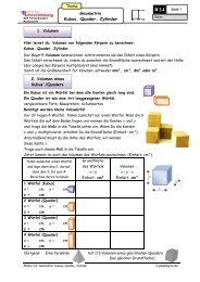 Seite 1 Geometrie Kubus, Quader, Zylinder 1. Volumen 2. Volumen ...
