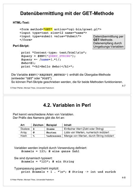 5 4. Server-seitiges Scripting mit Perl - Universität Paderborn