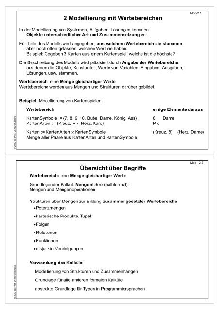 als PDF, 2 Folien/Seite - Fachgebiet Programmiersprachen ...