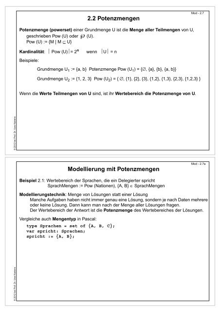 als PDF, 2 Folien/Seite - Fachgebiet Programmiersprachen ...