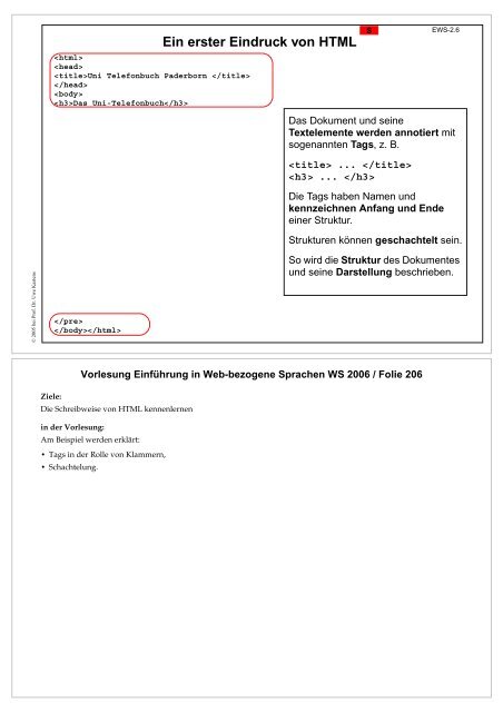 S1 Einführung in Web-bezogene Sprachen - Fachgebiet ...