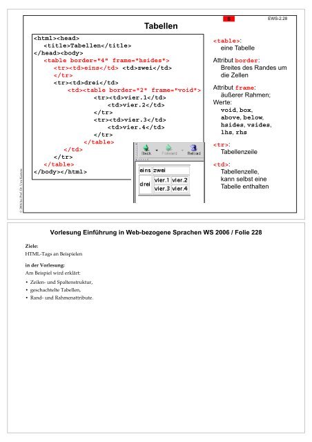 S1 Einführung in Web-bezogene Sprachen - Fachgebiet ...