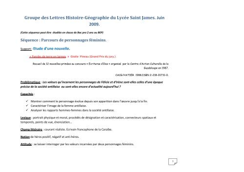 Groupe des Lettres Histoire-Géographie du Lycée Saint James. Juin ...