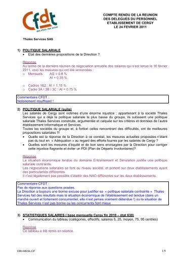 le compte-rendu commenté des DP de février - CFDT THALES