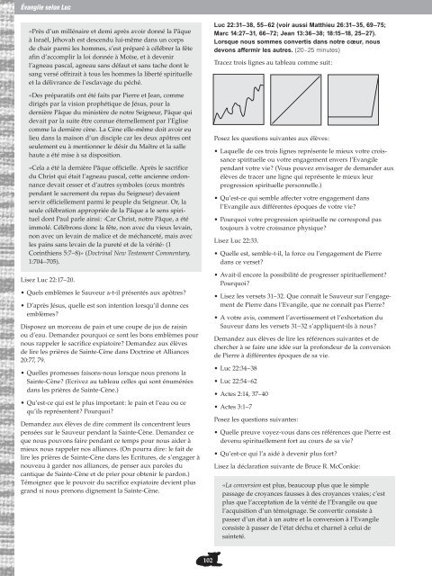 Nouveau Testament, Manuel de l'instructeur