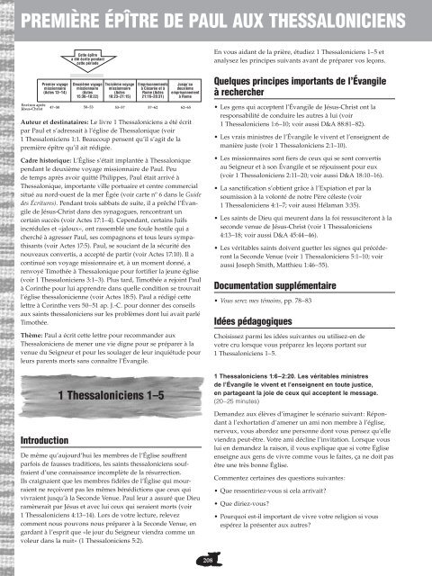 Nouveau Testament, Manuel de l'instructeur