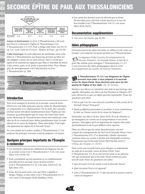 Nouveau Testament, Manuel de l'instructeur