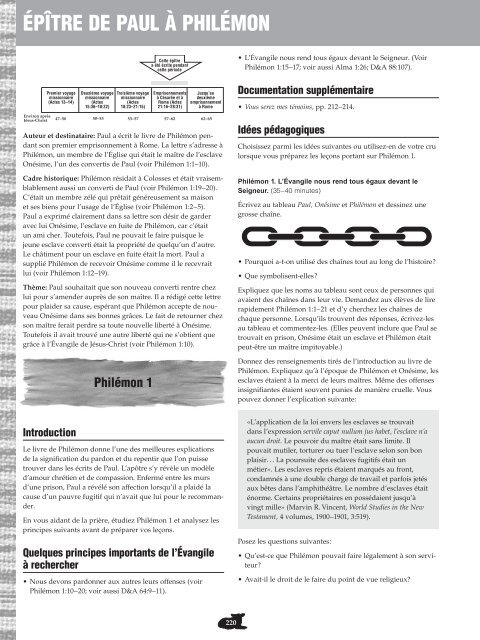 Nouveau Testament, Manuel de l'instructeur