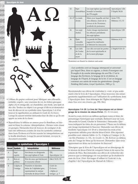 Nouveau Testament, Manuel de l'instructeur