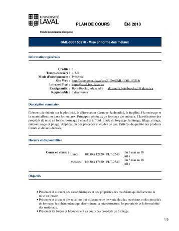 PLAN DE COURS : GML-3001 - pixel.fsg.ulaval - Université Laval