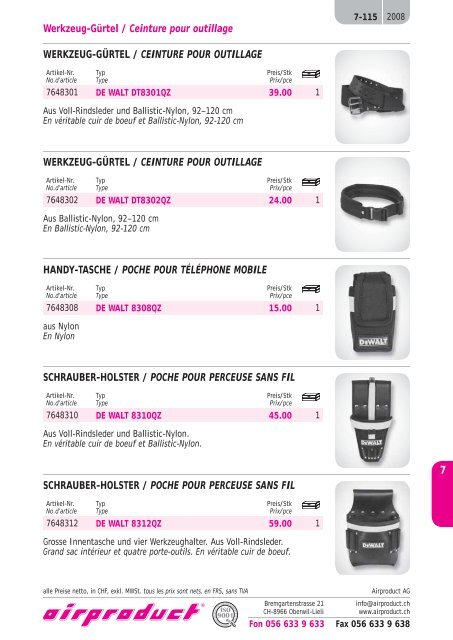 handwerkzeuge, elektrowerkzeuge outils manuels ... - Airproduct AG