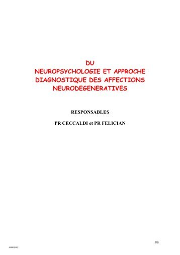 du neuropsychologie et approche diagnostique des affections ...