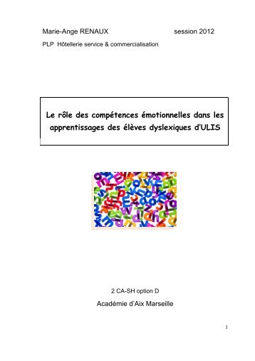 Mémoire de Marie-Ange Renaux - Académie d'Aix-Marseille