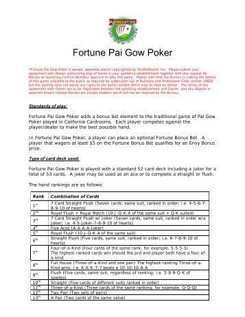BGC Fortune Pai Gow Poker 1.0 Rules