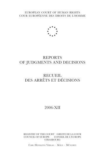 reports of judgments and decisions recueil des arrêts et décisions ...