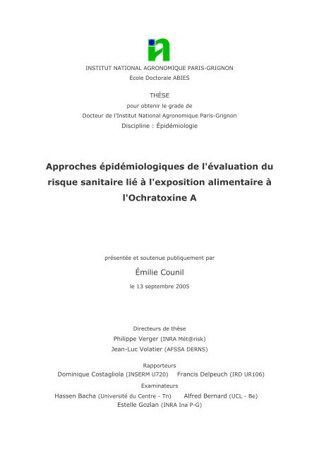 Approches Epidemiologiques De L Evaluation Du Risque Hal