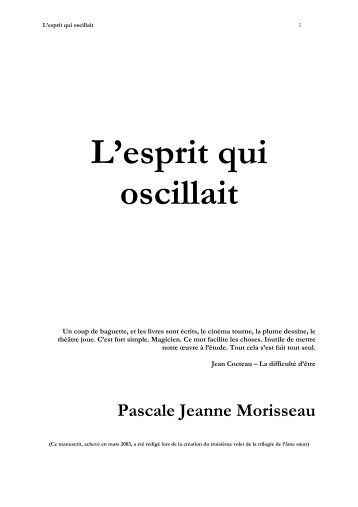 L'esprit qui oscillait - Pascale Jeanne Morisseau