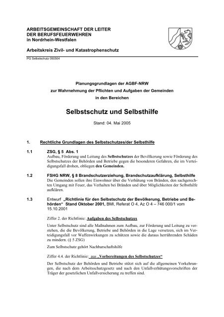 Selbstschutz und Selbsthilfe - AGBF NRW