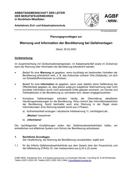 ARBEITSGEMEINSCHAFT DER LEITER AGBF NRW