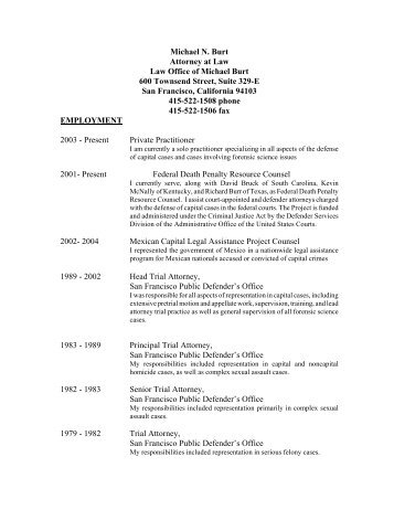 Resume Michael Burt - Attorney General