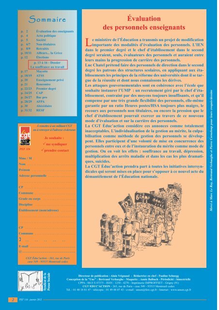 Notre publication nationale (janvier 2012) - CGT-Éduc'action ...