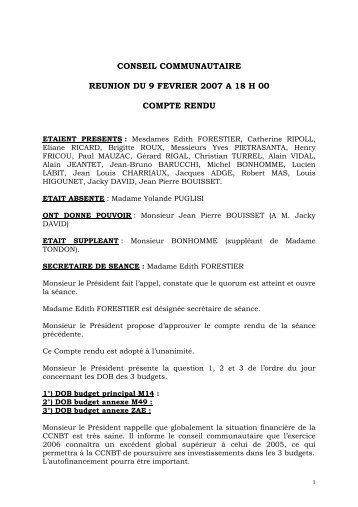 Compte rendu 2007_02_09.pdf - La Communauté de Communes ...