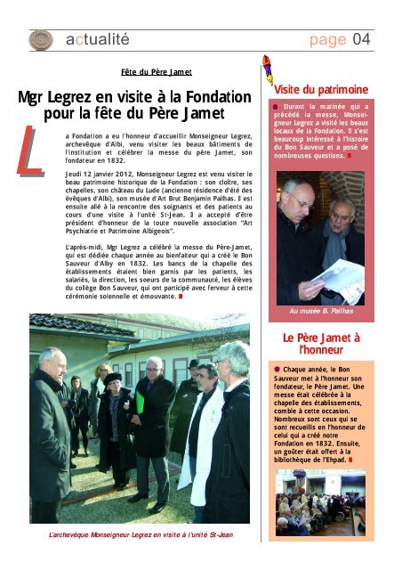 Liaisons Février 2012 - Fondation Bon Sauveur d'Alby