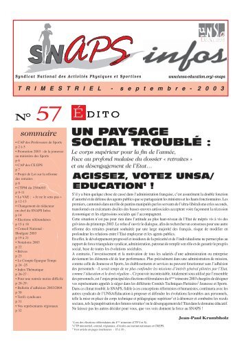 SNAPS Infos 57 - Syndicat national des activités physiques et ...