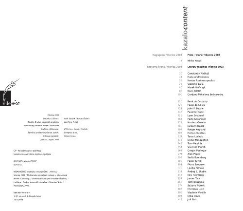 Zbornik Mednarodnega literarnega srečanja Vilenica 2003 - Ljudmila