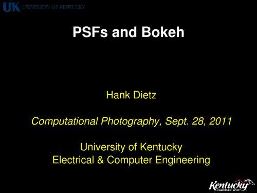 PSFs and Bokeh - The Aggregate