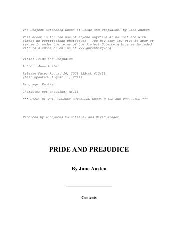 Pride and Prejudice, by Jane Austen - Mirrors hosted by aggregate.org