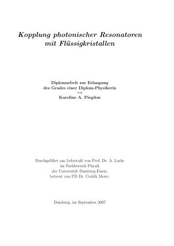 Kopplung photonischer Resonatoren mit Flüssigkristallen - an der ...