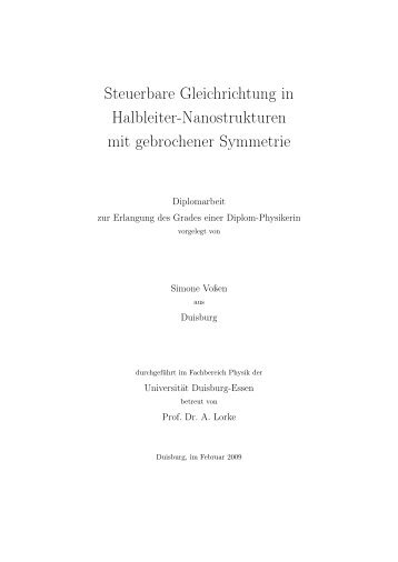 Steuerbare Gleichrichtung in Halbleiter-Nanostrukturen - Universität ...