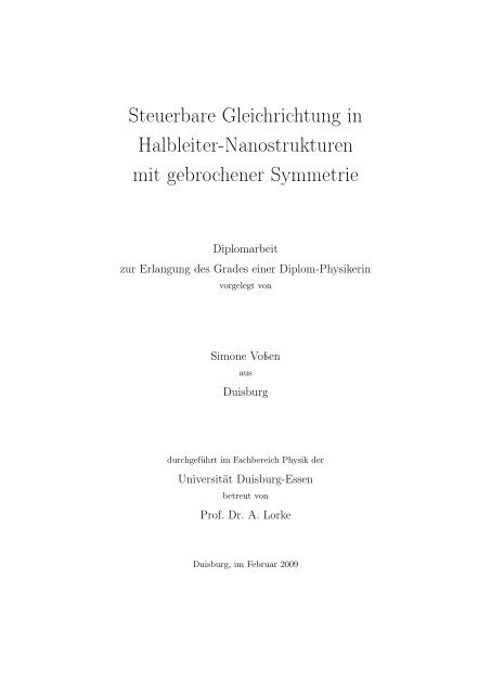 Steuerbare Gleichrichtung in Halbleiter-Nanostrukturen - Universität ...