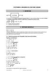 SYSTEMES LINEAIRES DU SECOND ORDRE