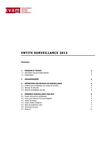 ENTITE SURVEILLANCE 2013 - EVAM