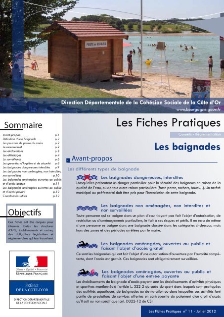 Baignades - Préfecture de la Région Bourgogne et de la Côte-d'Or