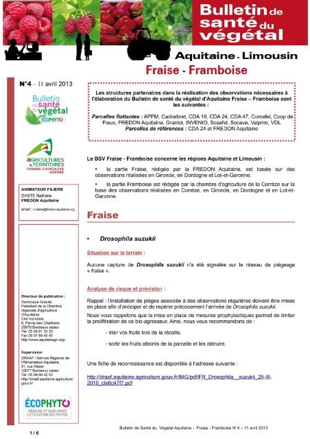 BSV FRAISE FRAMBOISE N°4 du 11/04/2013 - Les chambres d ...