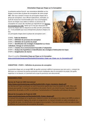 Orientation Etape par Etape sur la Conception - CARE Climate ...