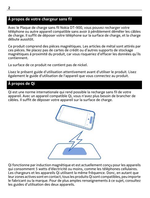 Guide d'utilisation du Nokia Wireless Charging Plate DT-900