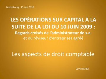 Les aspects de droit comptable