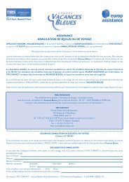 ASSURANCE ANNULATION DE SEJOUR OU ... - Vacances Bleues