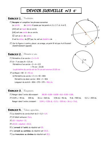 DEVOIR SURVEILLE n°3 DEVOIR SURVEILLE n°3 6°