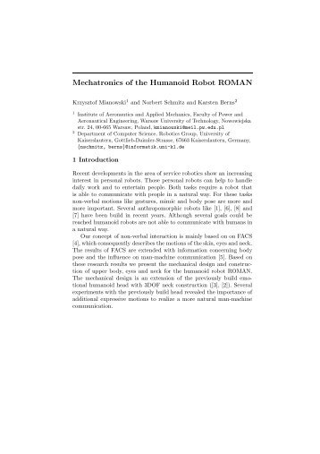 Mechatronics of the Humanoid Robot ROMAN