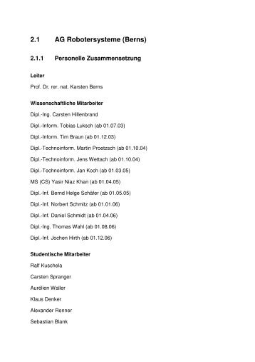 2.1 AG Robotersysteme (Berns)