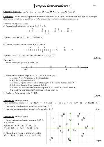 Corrigé du devoir surveillé n°4 :