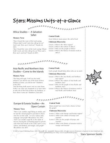 Stars: Missions Units-at-a-Glance - AG Web Services