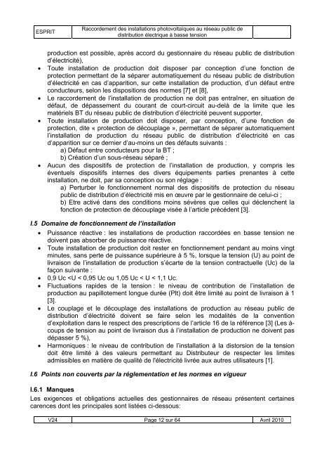 Raccordement des installations photovoltaïques au réseau public ...